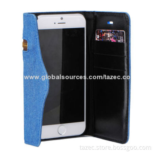 Mobile Phone Cases for iPhone 6, Made of Fabric Material, Book Style, Various Models Available